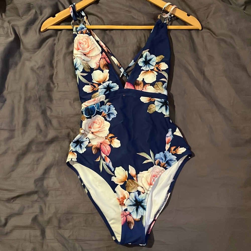 Blue flower bathing suit